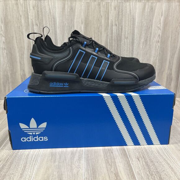 Adidas Originals NMD R1 V3 Athletic Boost Shoes Black Blue HQ6637 Men's Sz 11.5